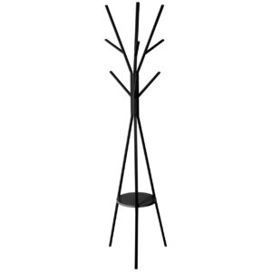 5Five fém állófogas 9 akasztóval, acél és MDF, 45x40x180 cm, fekete