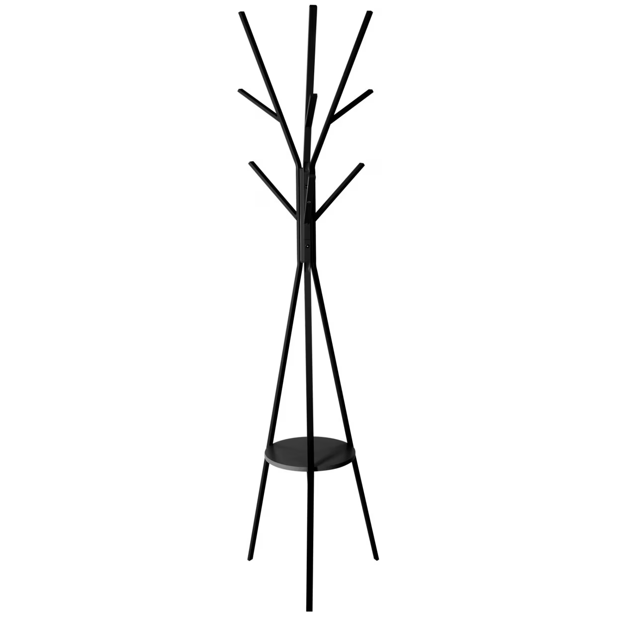 5Five fém állófogas 9 akasztóval, acél és MDF, 45x40x180 cm, fekete