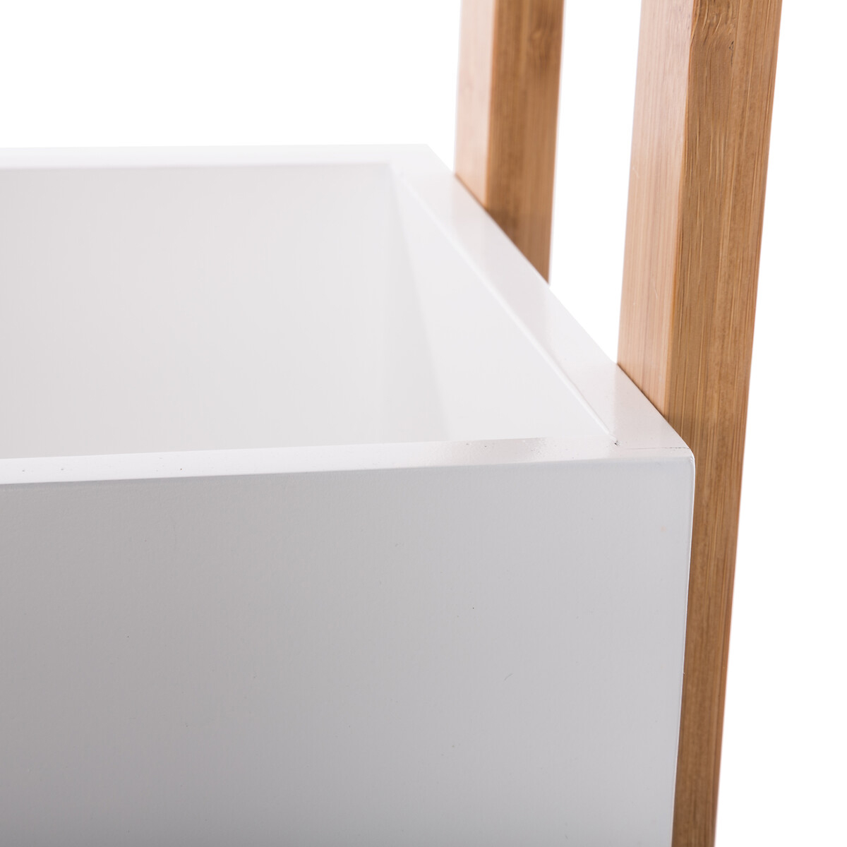 Atmosphera Natureo gurulós polcos állvány 3 szintes kialakítással, bambusz és MDF, 41x20x81 cm, fehér - Image 4
