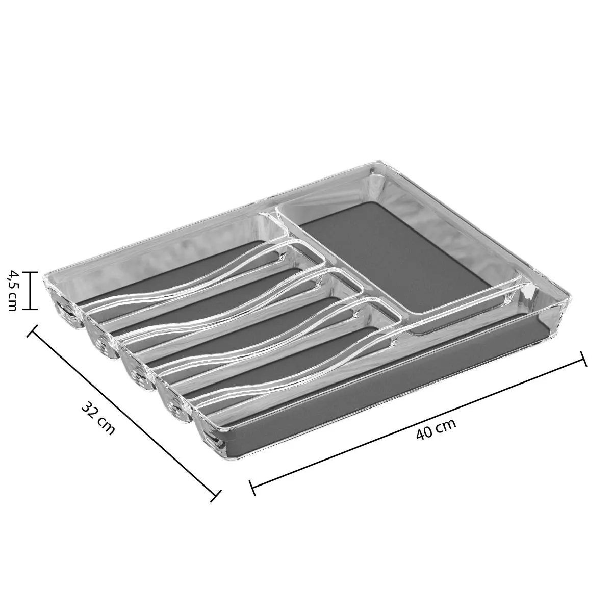 5Five Tidy Smart evoeszkoz talca 6 rekesszel, TPE/PET, 32x40x5 cm, feher - Image 2