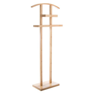 Suport haine 5Five Velvy cu bara si etajera de depozitare, bambus, 44x22x113 cm, maro natural
