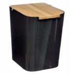 5Five Natureo szemetes kuka fedéllel, polipropilén és bambusz, 5 liter, 22x19x24 cm, fekete