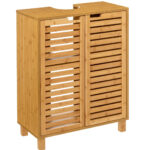 5Five Sicela fürdőszobaszekrény mosdó alá, ajtókkal és polcokkal, bambusz és MDF, 60x28x80 cm, natúr