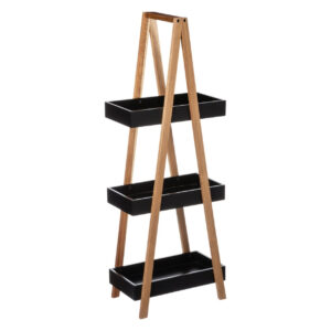 5Five Natureo polcos állvány 3 polccal, MDF és bambusz, 30x18x82 cm, fekete