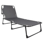 5Five Beach Chair napozóágy, fém vázzal, kompakt összecsukható kialakítással, 173x56x27 cm, szürke színű