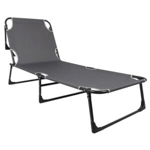 5Five Beach Chair napozóágy, fém vázzal, kompakt összecsukható kialakítással, 173x56x27 cm, szürke színű