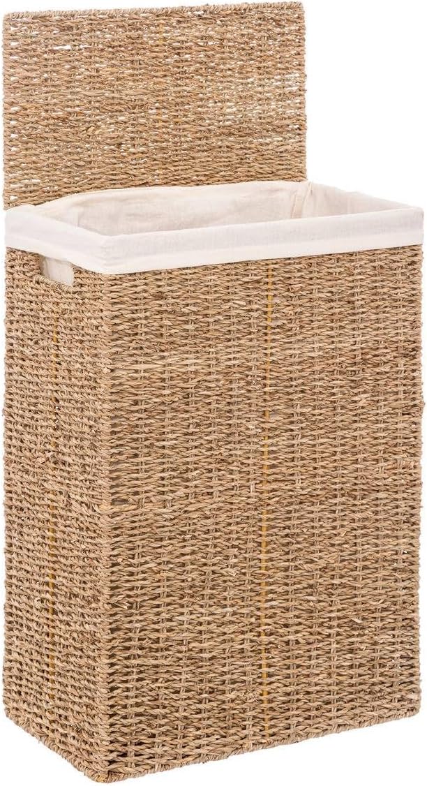5Five szennyestartó kosár fonott nádból, fém vázzal, 40 liter, 37x22x55 cm, barna - Image 2