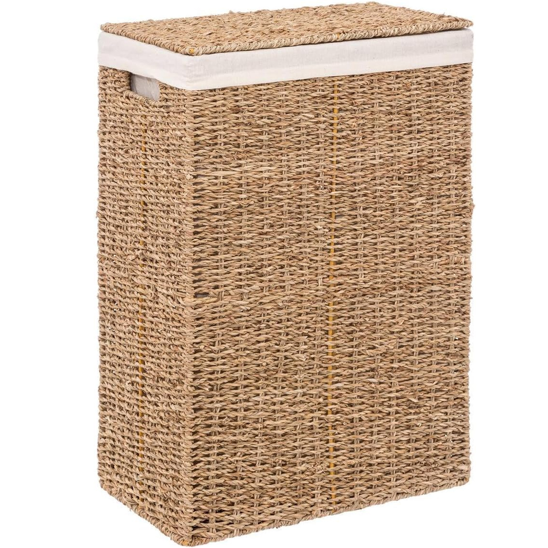 5Five szennyestartó kosár fonott nádból, fém vázzal, 40 liter, 37x22x55 cm, barna