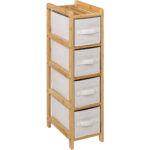 Dulap 5Five Tidy Box cu 5 rafturi, carton presat si bambus, 33x19x78 cm, bej