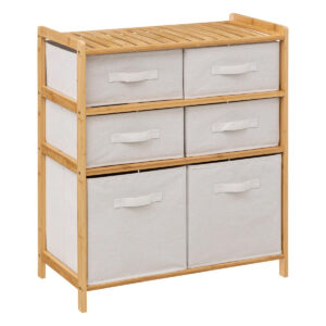 5Five Tidy Box dupla polcos állvány, 6 rekesszel, 66x33x78 cm, natúr