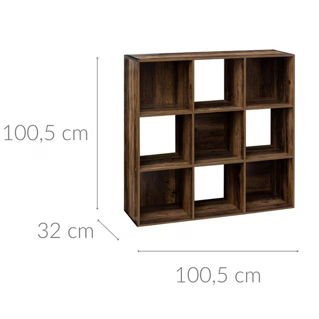 Mix n Modul Ceda könyvespolc 9 rekesszel, forgácslap, 101×32×101 cm, barna - Image 3