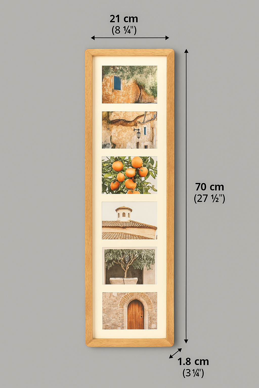 Atmosphera Milea fotókeret 6 db 10x15 cm-es fényképhez, hevea fa, 21x70 cm, natúr - Image 2