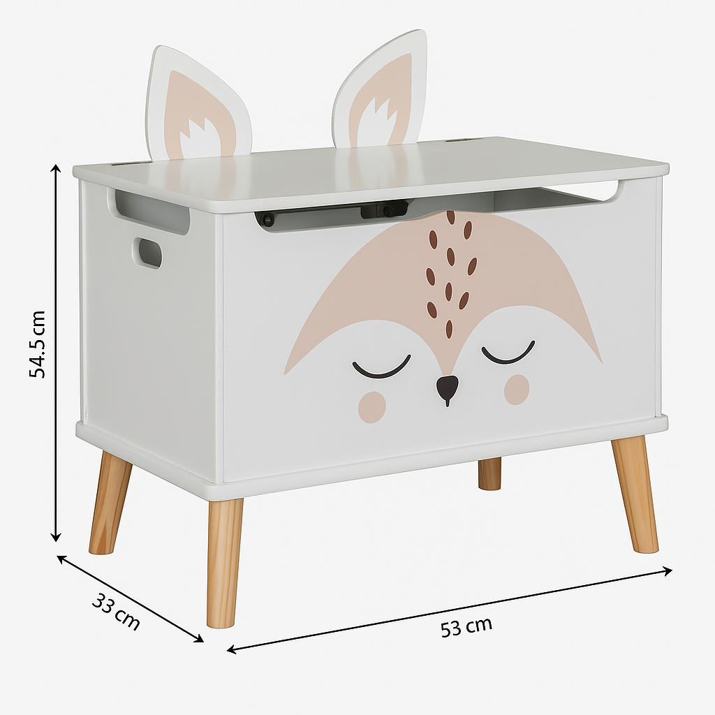 Atmosphera for kids Renard tárolóláda, 53x33x55 cm, MDF fa lábakkal, fehér - Image 6