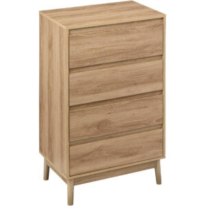 Abana éjjeliszekrény 4 fiókkal, forgácslap és MDF, 60x40x107 cm, bézs