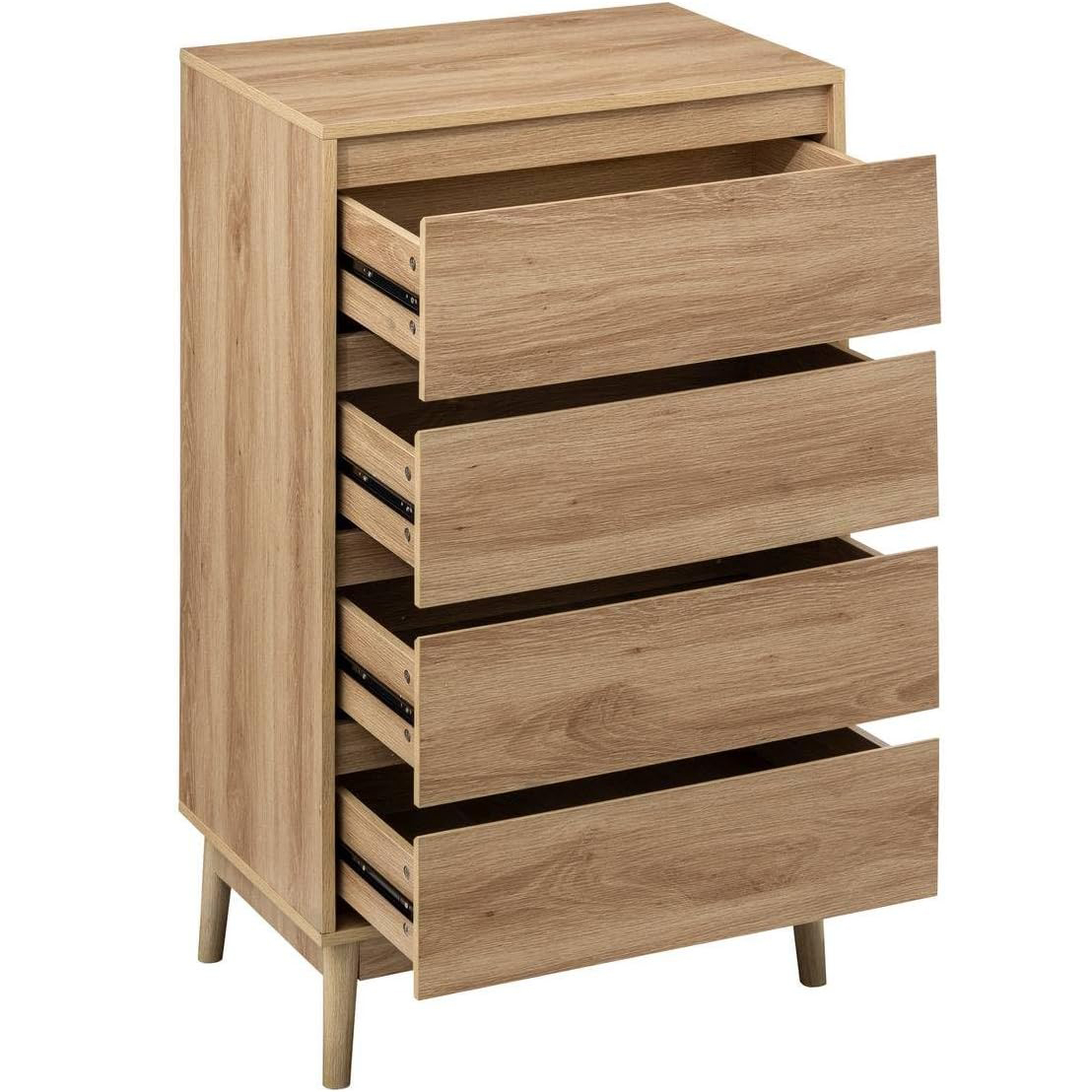 Abana éjjeliszekrény 4 fiókkal, forgácslap és MDF, 60x40x107 cm, bézs - Image 3