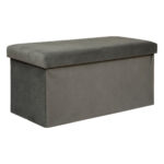 Taburet pliabil Atmosphera Lilou cu spatiu depozitare 80L, 76x38x38 cm, gri