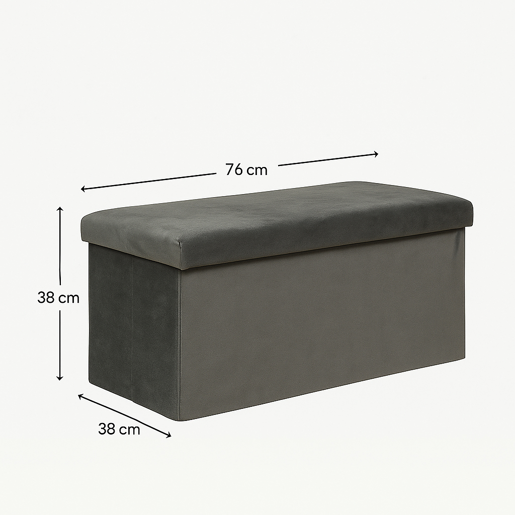 Taburet pliabil Atmosphera Lilou cu spatiu depozitare 80L, 76x38x38 cm, gri - Image 3