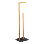 5Five Lea WC-papírtartó tárolóhellyel, bambusz, 22x18x78 cm, fekete és barna