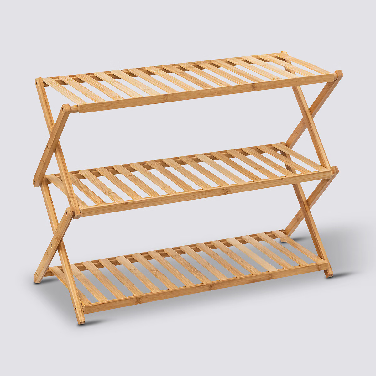 Osszecsukhato bambusz cipotarto allvany, 9 par ciponek, 70x29x53 cm, termeszetes szin - Image 2