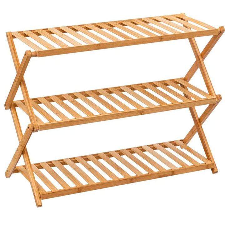 Osszecsukhato bambusz cipotarto allvany, 9 par ciponek, 70x29x53 cm, termeszetes szin