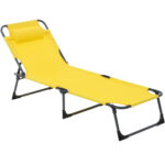 5Five Beach Chair napozóágy, fém vázzal, kompakt összecsukható kialakítással, 173x56x27 cm, sárga
