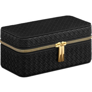 SONGMICS Ronne oratarto doboz 3 karorának, PU borutánzattal, 20x10x9 cm, fekete