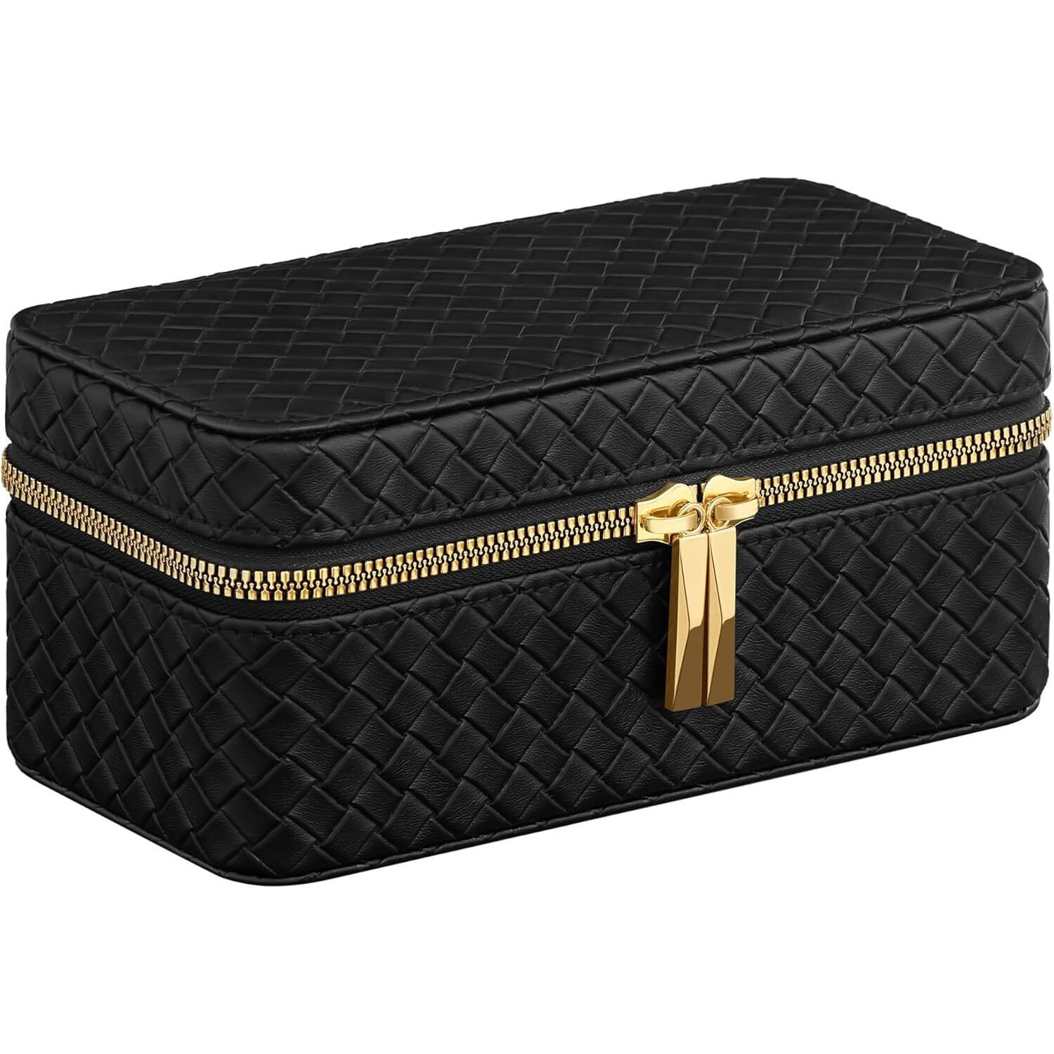 SONGMICS Ronne oratarto doboz 3 karorának, PU borutánzattal, 20x10x9 cm, fekete