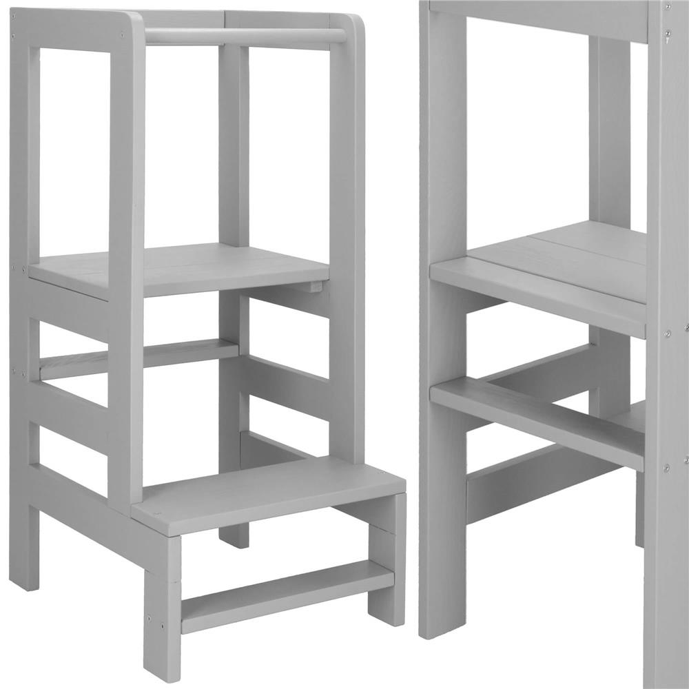 Tobbfunkcios fa tanulotorony allithato platformmal 3 magassagban, 90x39x44 cm, szurke - Image 4