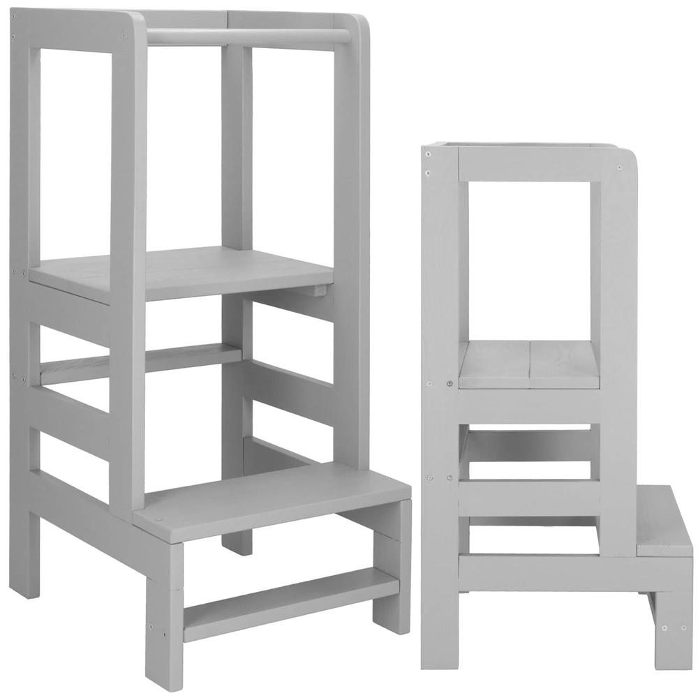 Tobbfunkcios fa tanulotorony allithato platformmal 3 magassagban, 90x39x44 cm, szurke - Image 5