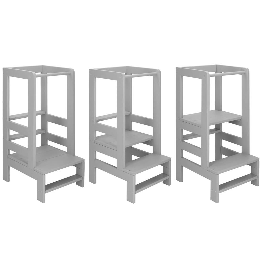 Tobbfunkcios fa tanulotorony allithato platformmal 3 magassagban, 90x39x44 cm, szurke - Image 6