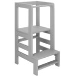 Tobbfunkcios fa tanulotorony allithato platformmal 3 magassagban, 90x39x44 cm, szurke