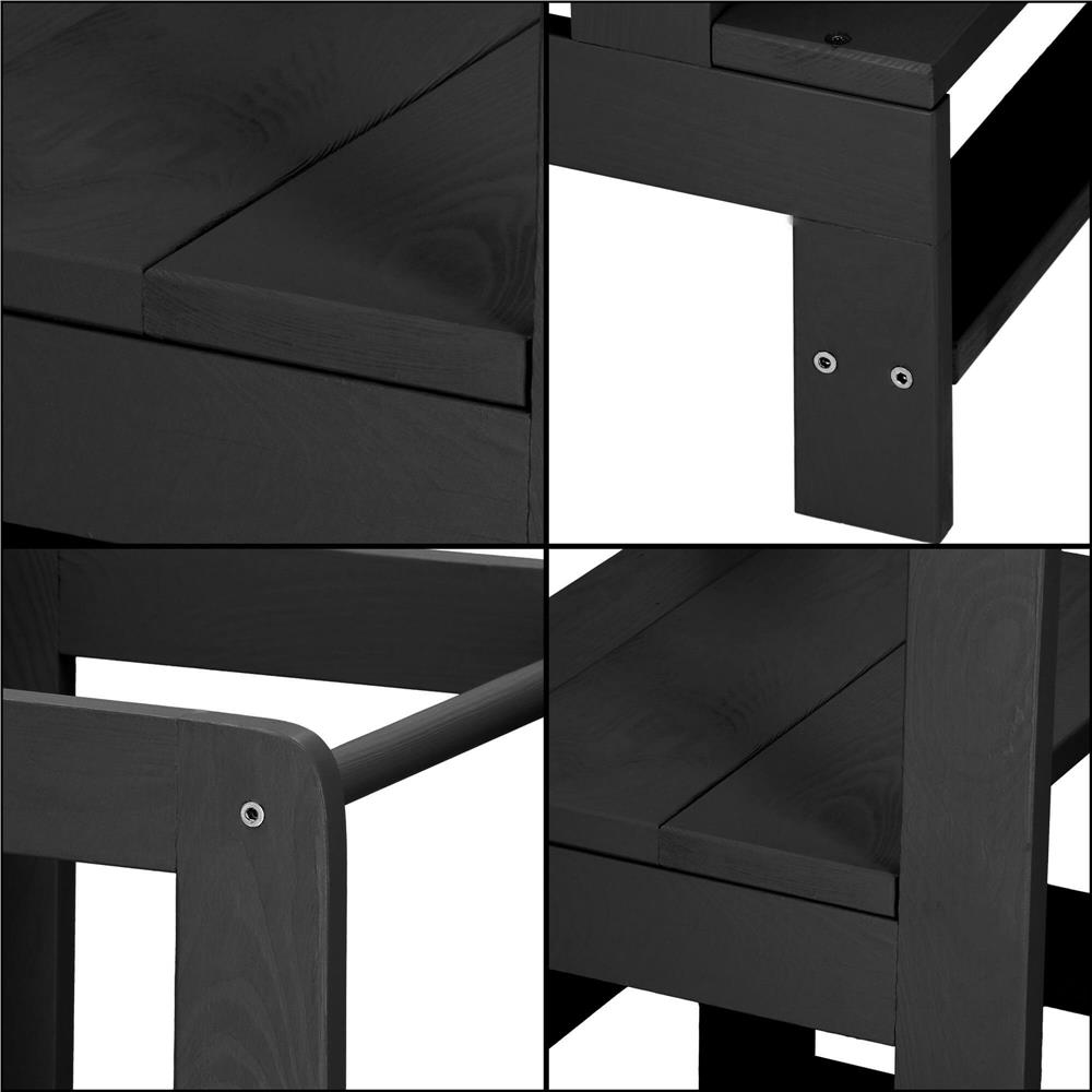 Többfunkciós fa tanulótorony, 3 fokozatban állítható platformmal, 90x39x44 cm, fekete - Image 7