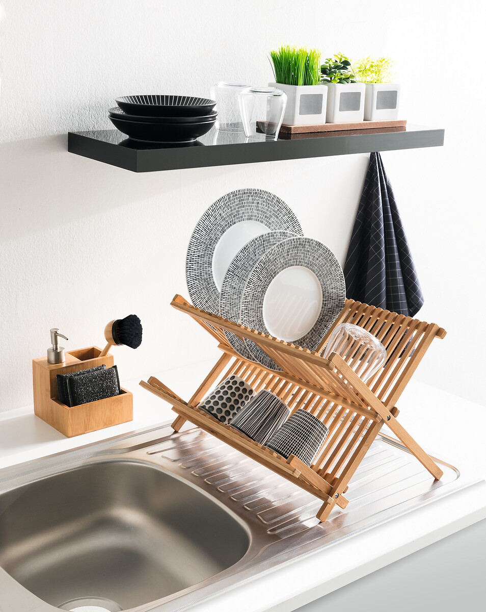 5Five Bambou összecsukható edényszárító, 42x35x25 cm, 2 szintes, természetes bambusz, bézs - Image 5