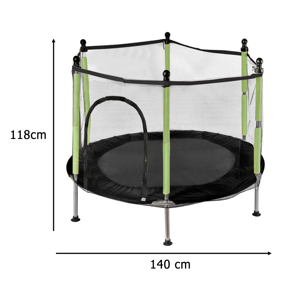 Trambulina pentru copii cu plasa de protectie, diametru 140 cm, 150 kg, verde - Image 2