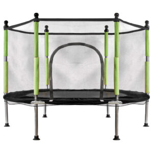 Trambulina pentru copii cu plasa de protectie, diametru 140 cm, 150 kg, verde