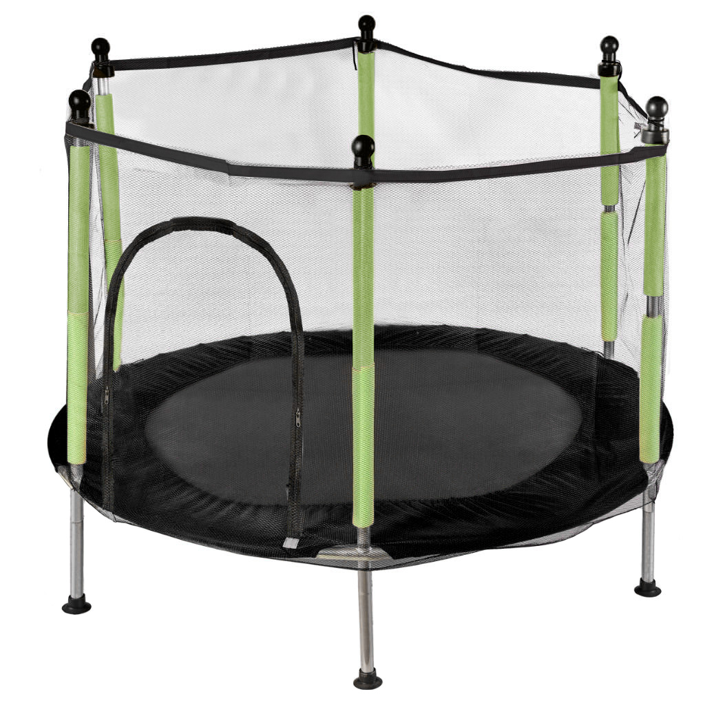 Trambulina pentru copii cu plasa de protectie, diametru 140 cm, 150 kg, verde - Image 4