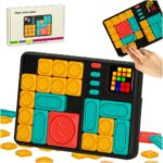 Mágneses logikai játék 500 feladvánnyal, csúsztatható elemekkel és 7 nehézségi szinttel, ABS műanyagból, 18x13 cm, 6 éves kortól gyermekek számára
