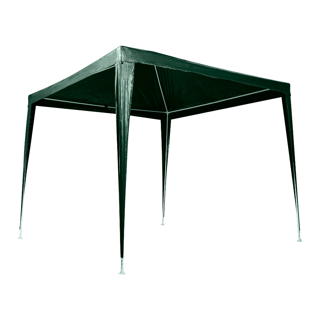 Kerti pavilon 250×250×255 cm, fém szerkezet 4 lábbal, PE tető 90 g/m², zöld - Image 2