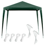 Kerti pavilon 250×250×255 cm, fém szerkezet 4 lábbal, PE tető 90 g/m², zöld
