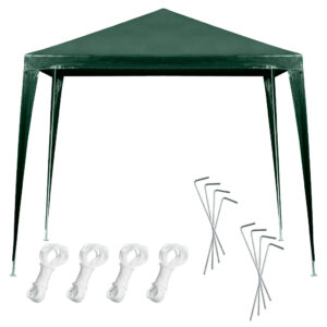 Kerti pavilon 250×250×255 cm, fém szerkezet 4 lábbal, PE tető 90 g/m², zöld
