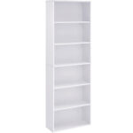 VASAGLE skandinav stilusu konyvespolc, 6 polccal, allithato polcokkal, forgacslap, 60x24x179 cm, feher
