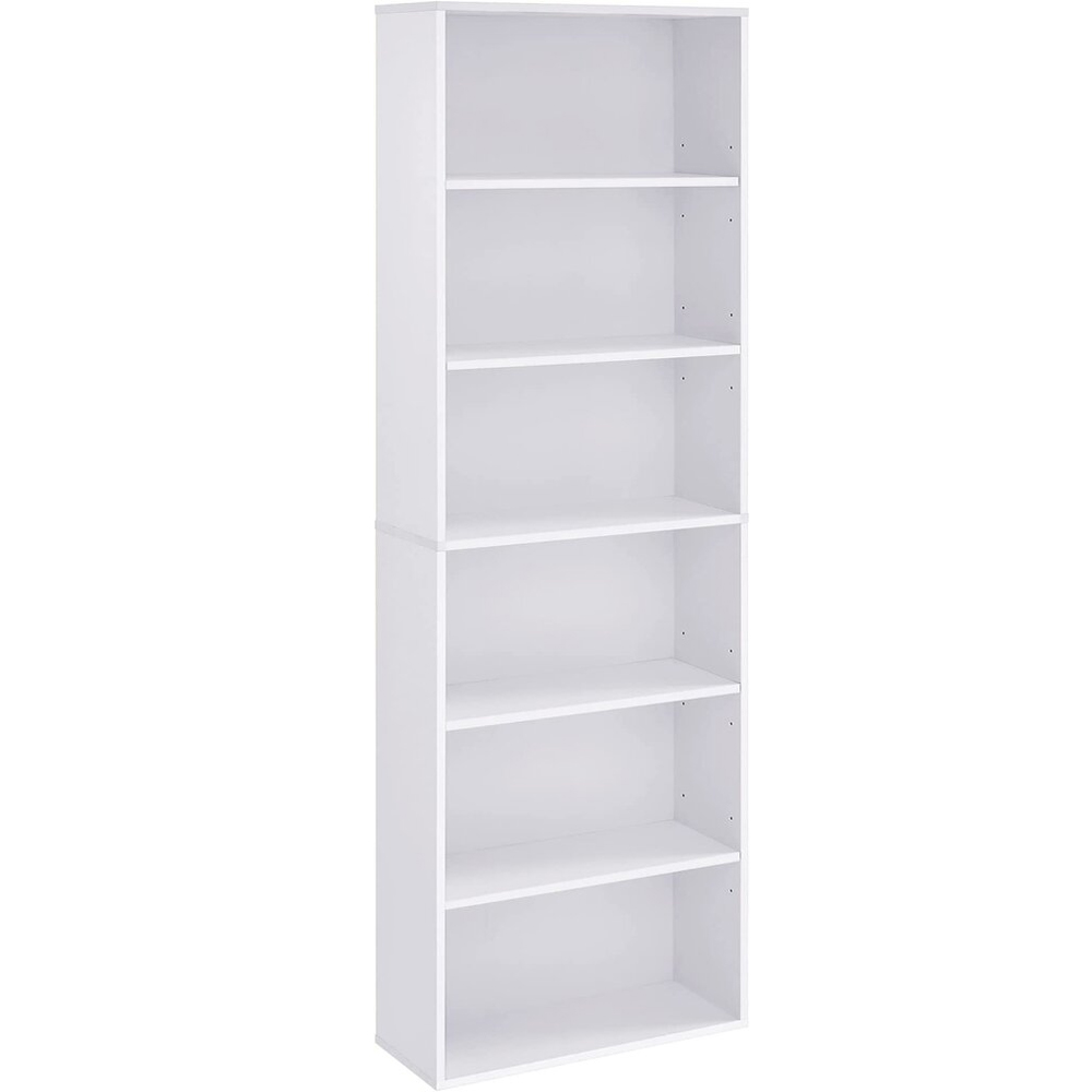 VASAGLE skandinav stilusu konyvespolc, 6 polccal, allithato polcokkal, forgacslap, 60x24x179 cm, feher