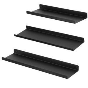 SONGMICS 3 darabos fali fém polc szett, függesztett rögzítéssel, ipari stílus, 40x10x2,5 cm, fekete