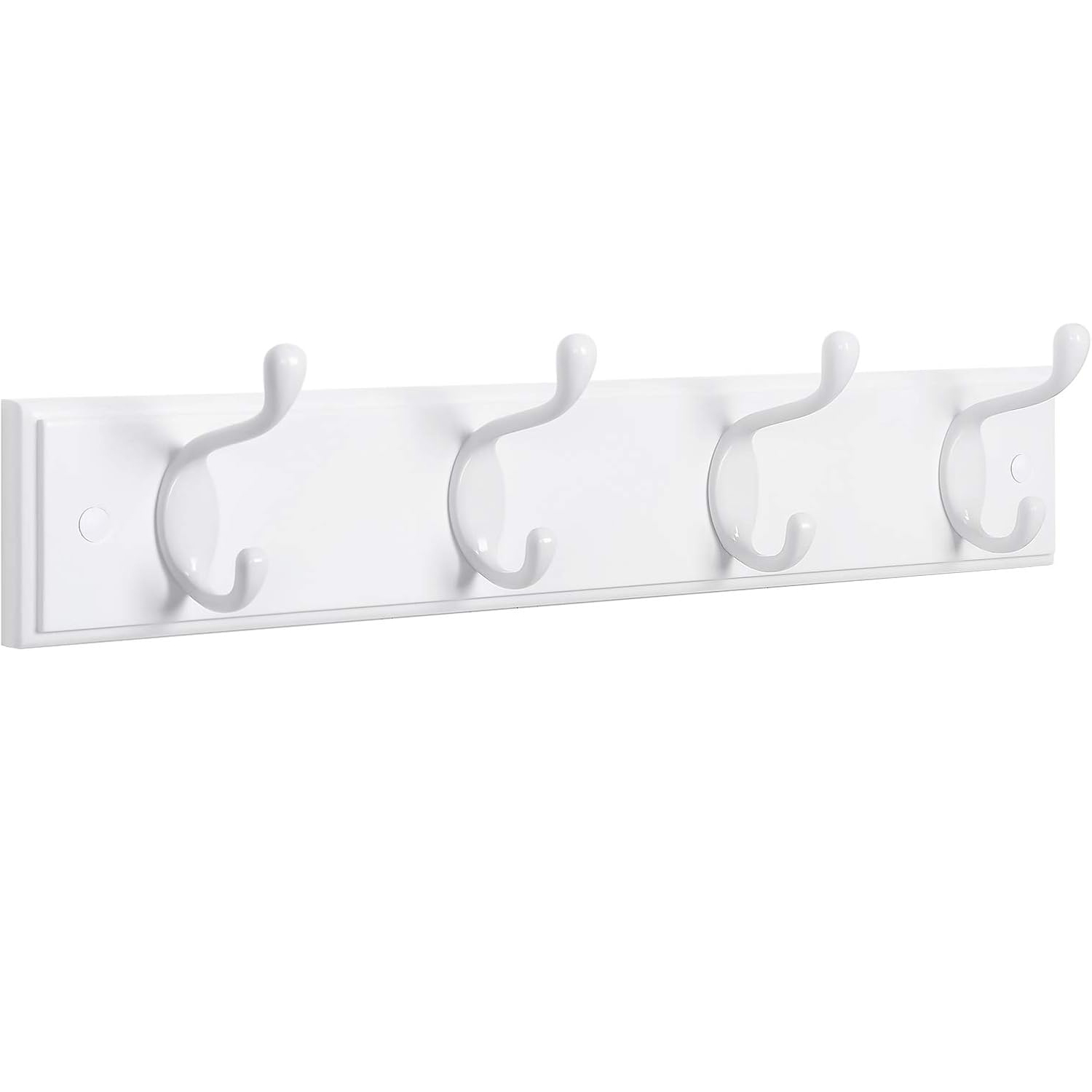 SONGMICS fali fogas 4 dupla fémkampóval, MDF, falra szerelhető, 40x8 cm, fehér