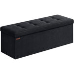 SONGMICS összecsukható tárolópad, steppelt bársony, 38x110x38 cm, 300 kg teherbírás, fekete