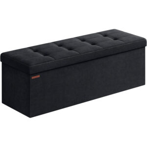 SONGMICS összecsukható tárolópad, steppelt bársony, 38x110x38 cm, 300 kg teherbírás, fekete