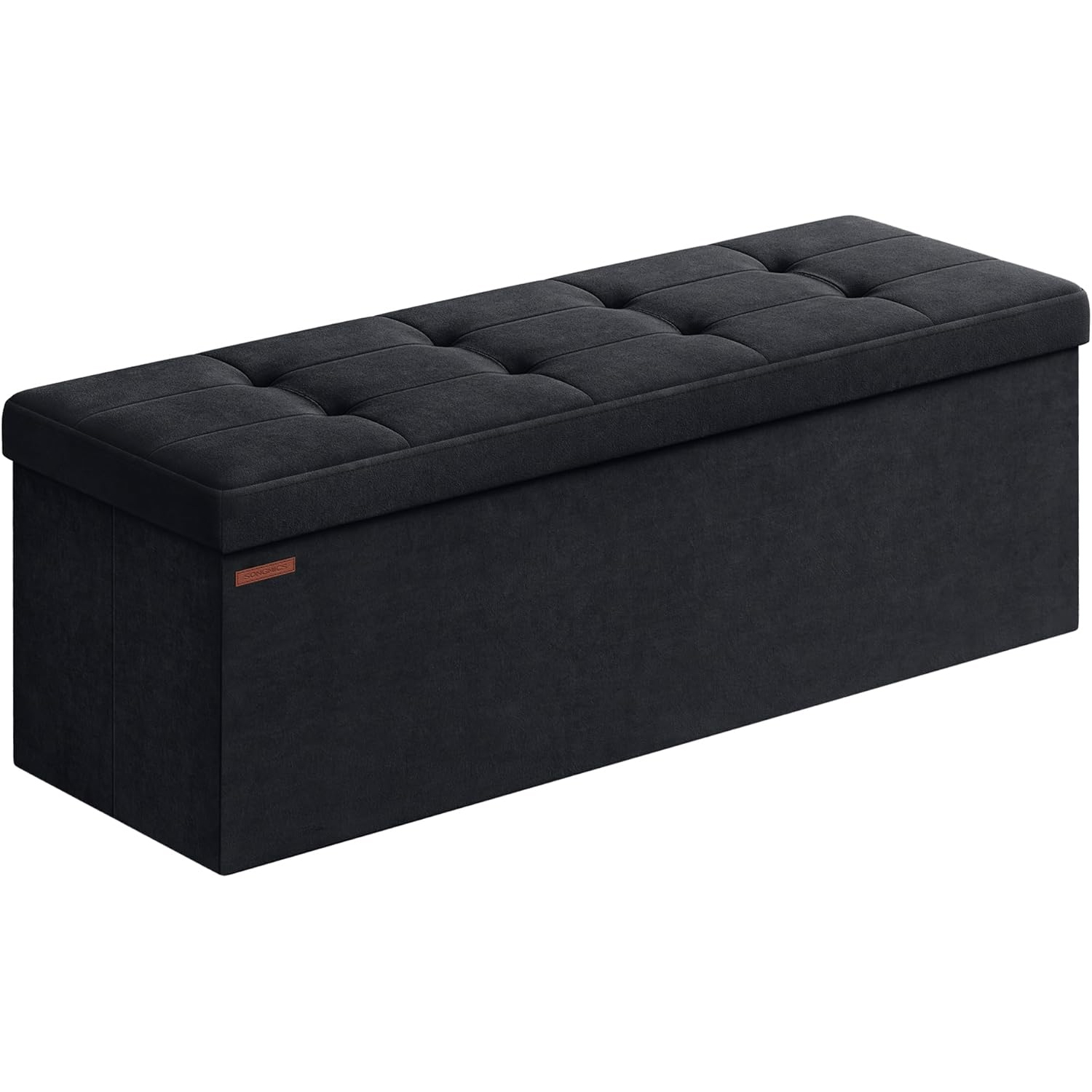 SONGMICS összecsukható tárolópad, steppelt bársony, 38x110x38 cm, 300 kg teherbírás, fekete