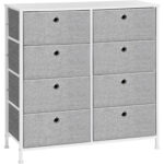 SONGMICS komód 8 textil fiókkal, fém vázzal és MDF lappal, 80x30x81 cm, szürke és fehér