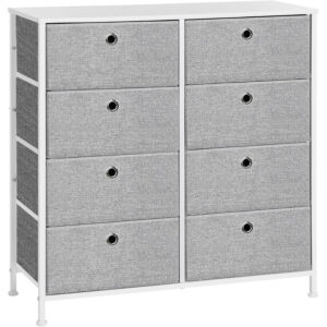 SONGMICS komód 8 textil fiókkal, fém vázzal és MDF lappal, 80x30x81 cm, szürke és fehér