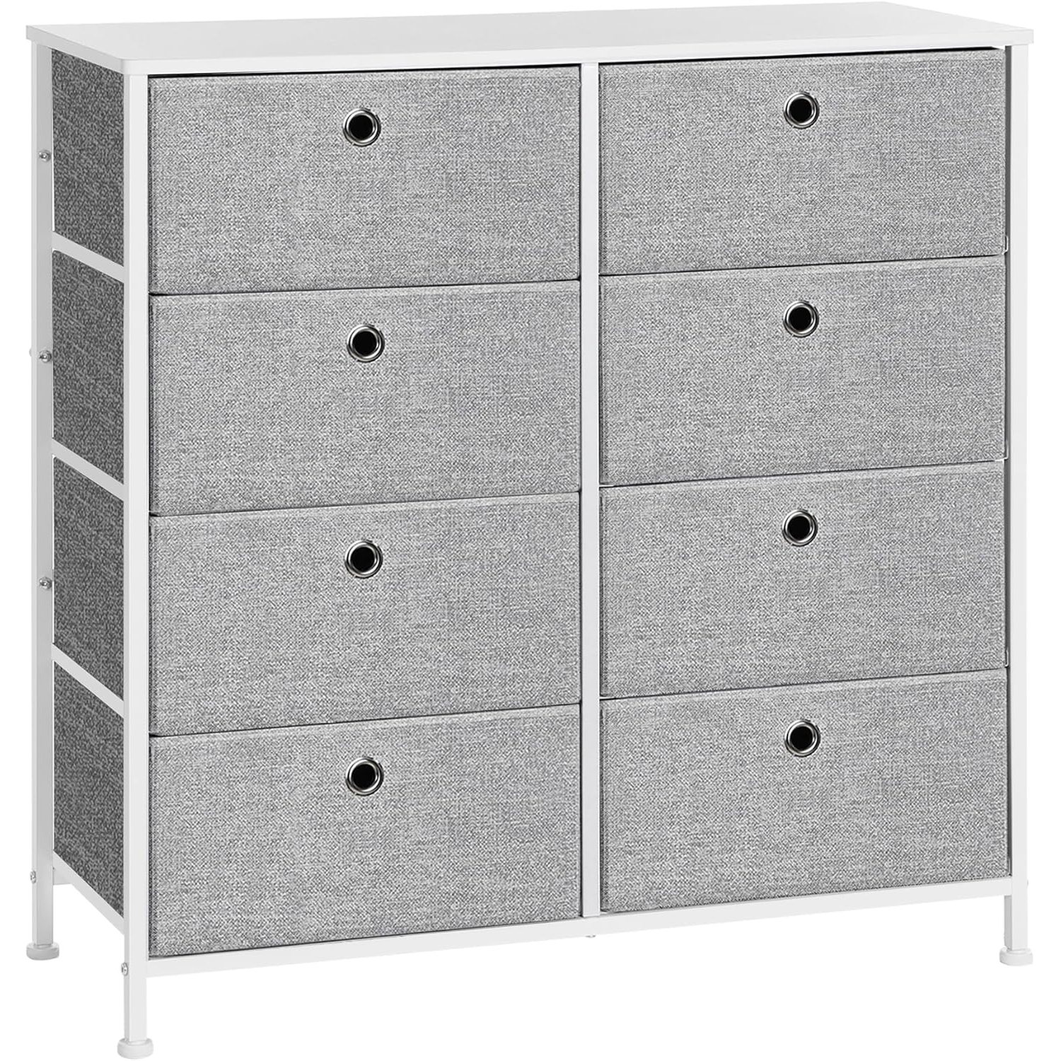 SONGMICS komód 8 textil fiókkal, fém vázzal és MDF lappal, 80x30x81 cm, szürke és fehér